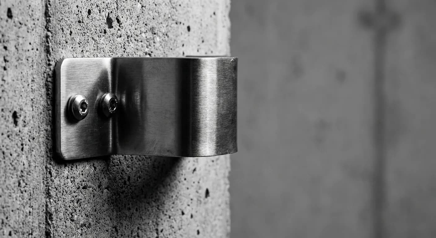 Fixer grillage rigide sur poteau beton existant : Le Guide Détail d'un support de fixation métallique pour clôture sur béton.