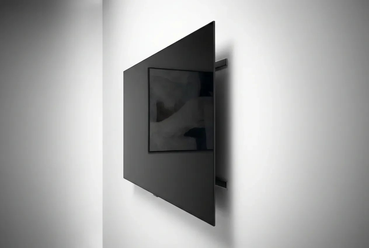 Hauteur prise TV murale : guide complet pour 0 câble - Hauteur prise TV : la méthode exacte pour 0 câble visible - À quelle hauteur poser une prise TV ? Guide et calculs Téléviseur suspendu au mur sans fil apparent
